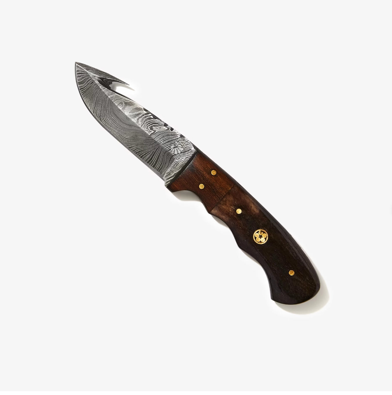 Damascus Skinning Gut Hook, Hunting Knife By Titan TD-176
