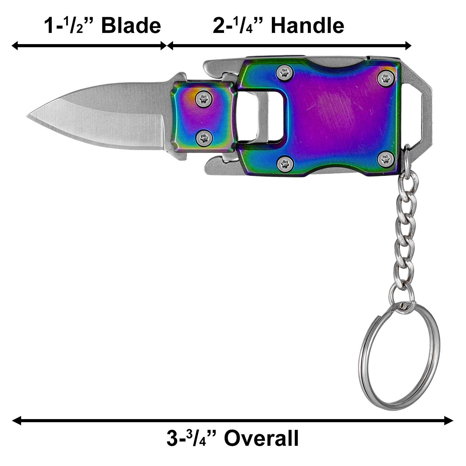 Defender Xtreme Mini Pocket EDC Keychain / Necklace Knife - Rainbow Titanium