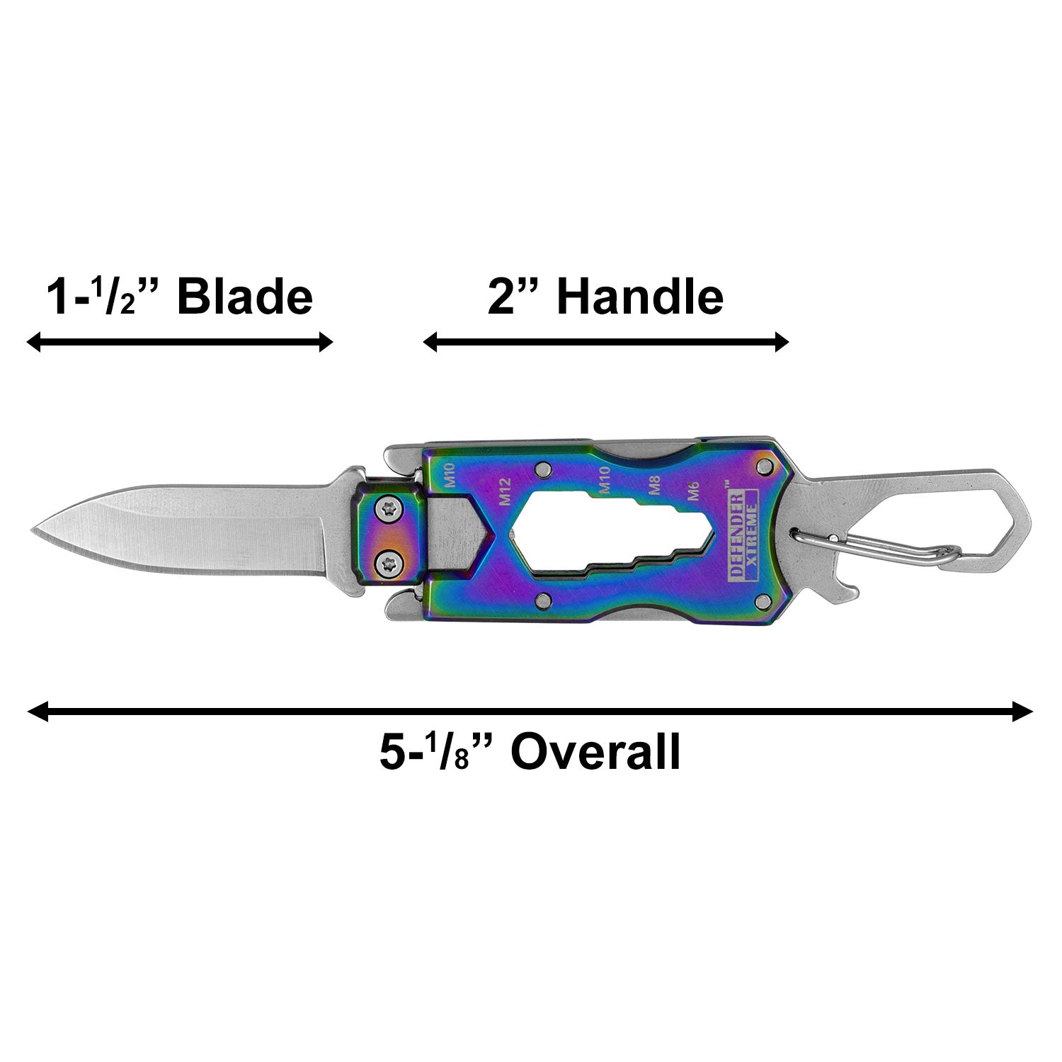 Defender Xtreme Mini Pocket EDC Survival Multi Functional Knife - Rainbow Titanium