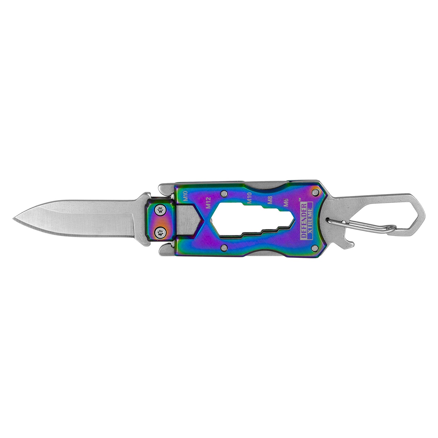 Defender Xtreme Mini Pocket EDC Survival Multi Functional Knife - Rainbow Titanium