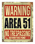 Warning Area 51 No Trespassing Beyond This Point - Space Alien Metal Tin Sign