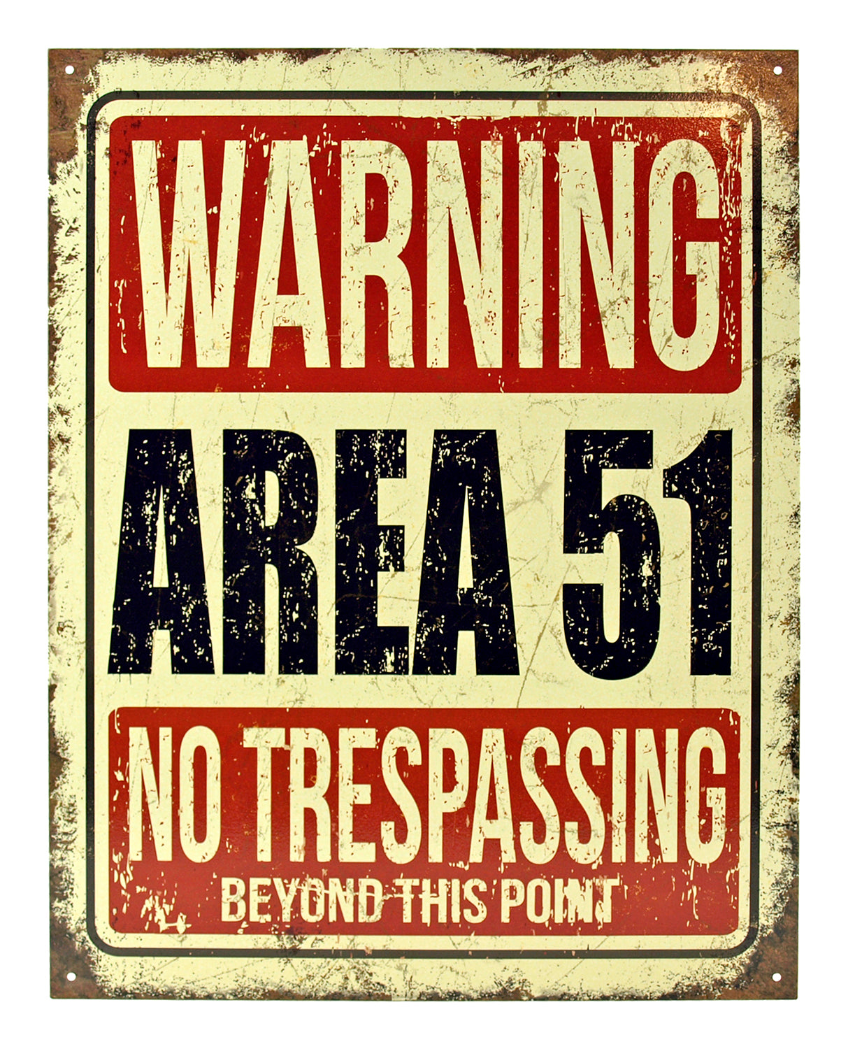 Warning Area 51 No Trespassing Beyond This Point - Space Alien Metal Tin Sign