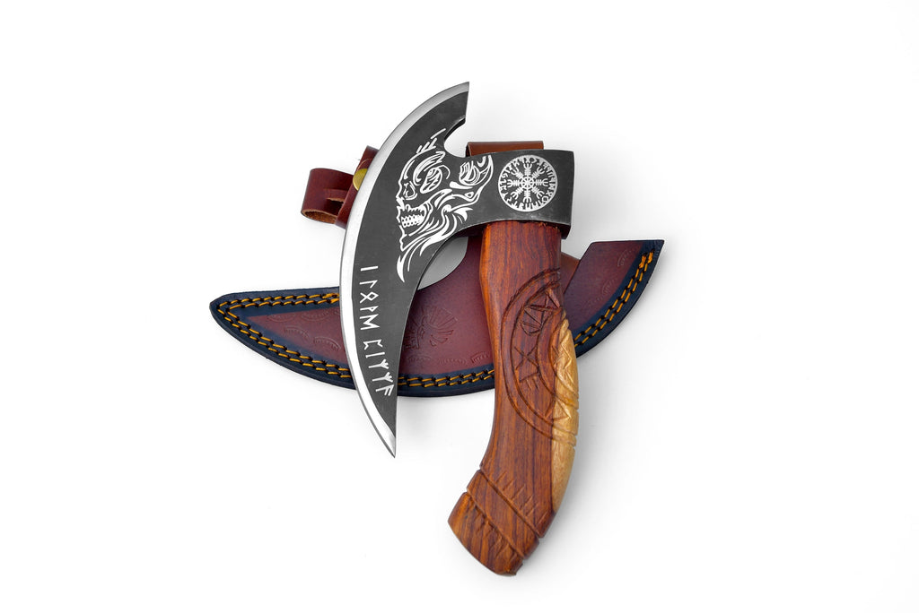 Pizza Cutter & Leather Hand Axe Sheath | Titan Nordic Raven