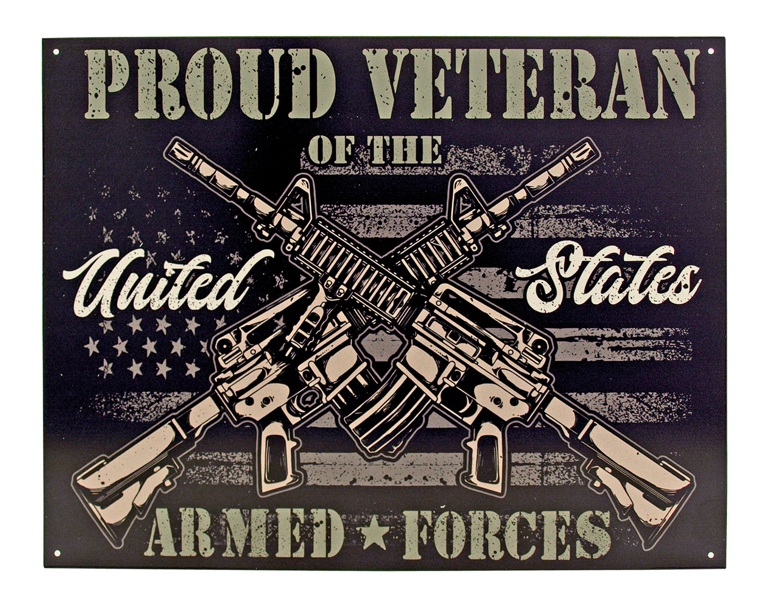Proud Veteran of The United States Armed Forces AR-15 Metal Tin Sign