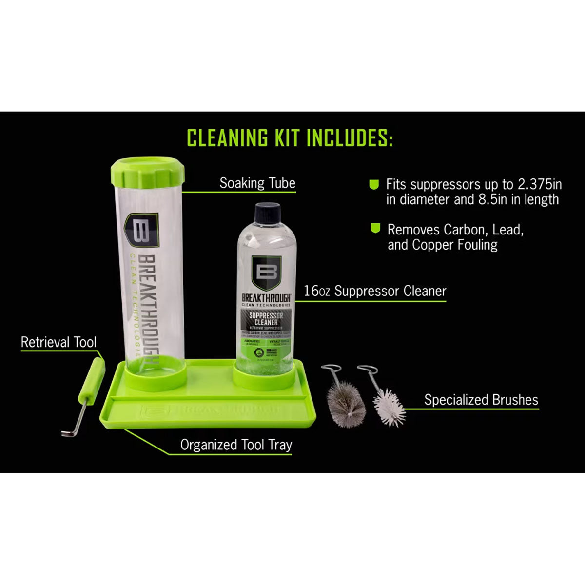 Suppressor Cleaning Kit With 16oz Suppressor Cleaner