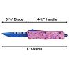 4.5" Pink Ice Cream Sprinkles Tactical OTF Out the Front Pocket Knife - Blue Clip Point Blade