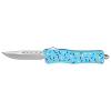 5.25" Blue Cotton Candy Sprinkles OTF Out the Front Pocket Knife - Drop Point Blade