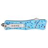 5.25" Blue Cotton Candy Sprinkles OTF Out the Front Pocket Knife - Drop Point Blade