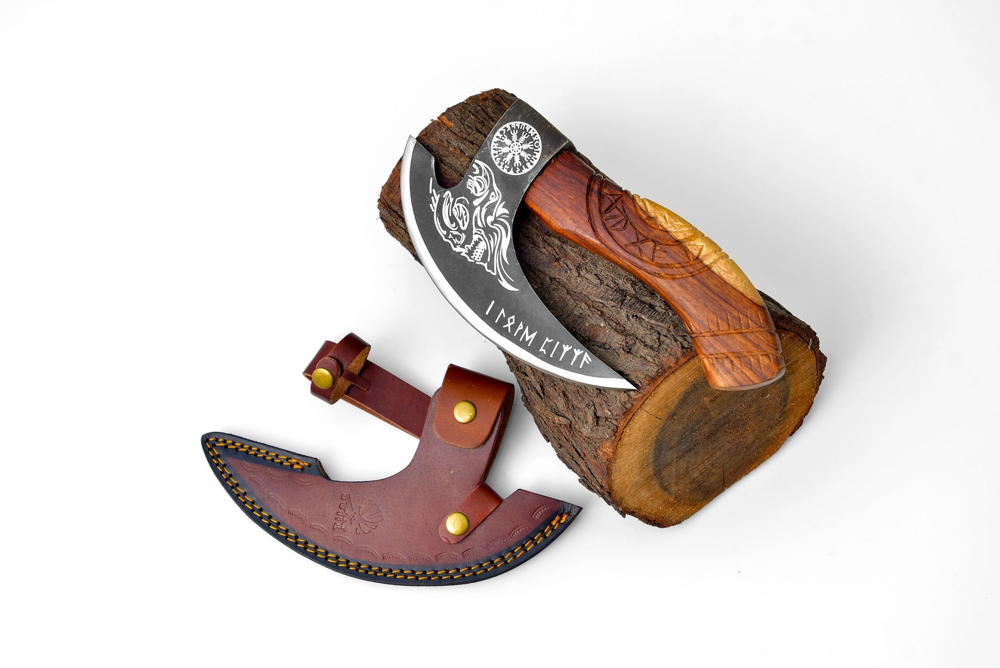 Pizza Cutter & Leather Hand Axe Sheath | Titan Nordic Raven