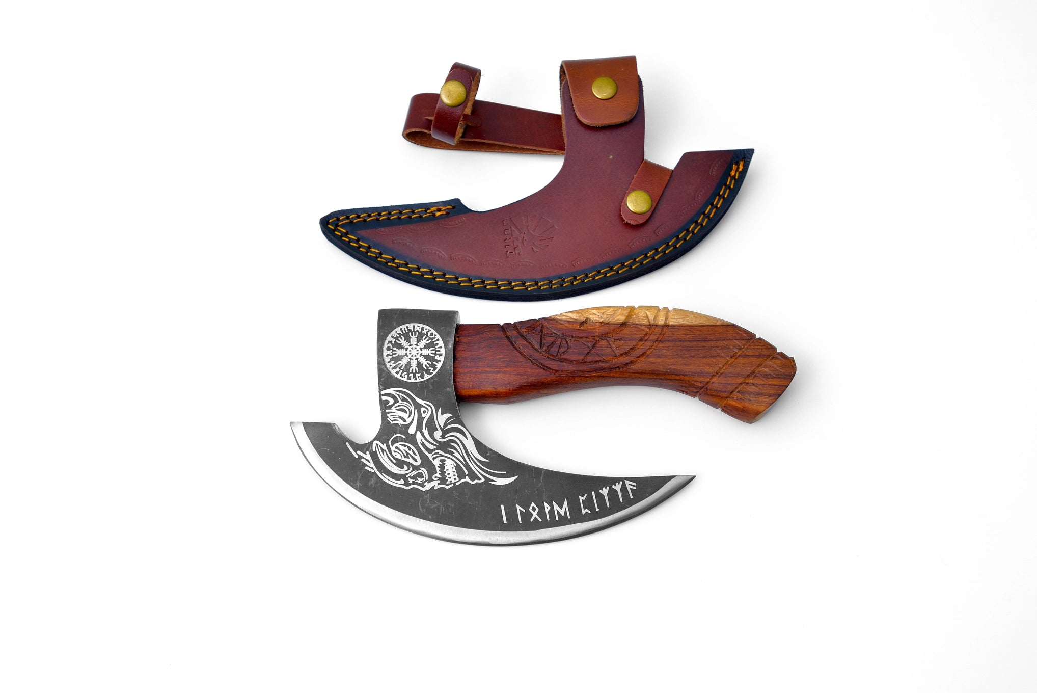Pizza Cutter & Leather Hand Axe Sheath | Titan Nordic Raven
