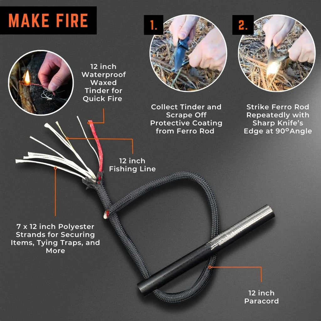 Tactiko Survival Knife with Fire Starter and Belt Case