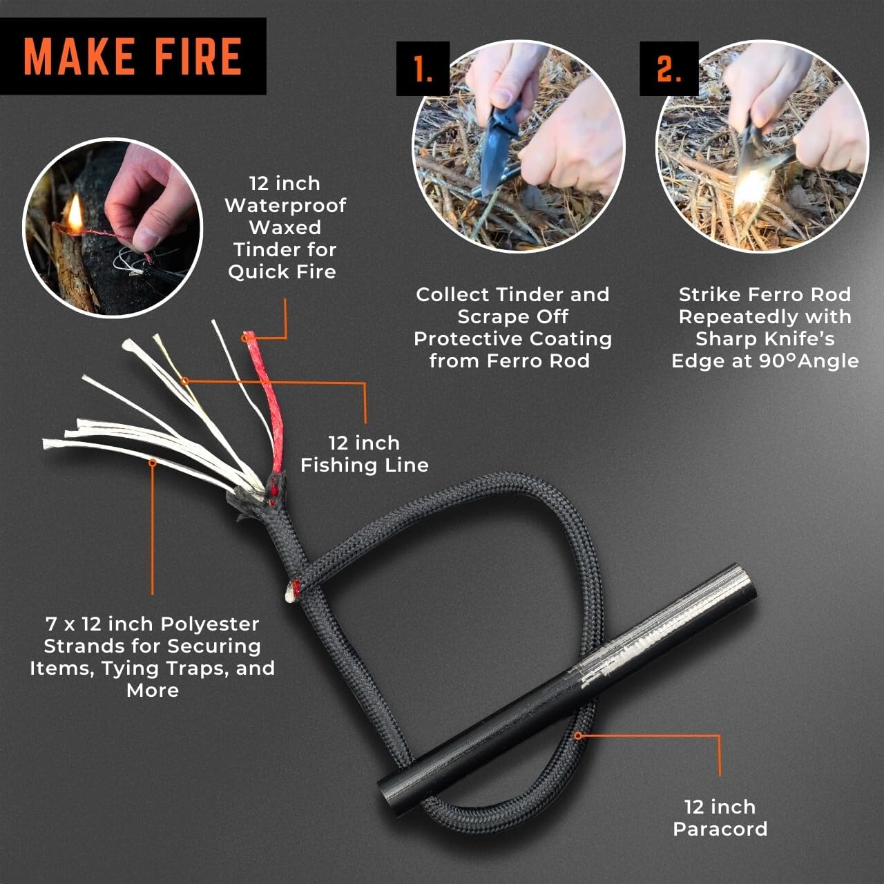 Tactiko Survival Knife with Fire Starter and Belt Case