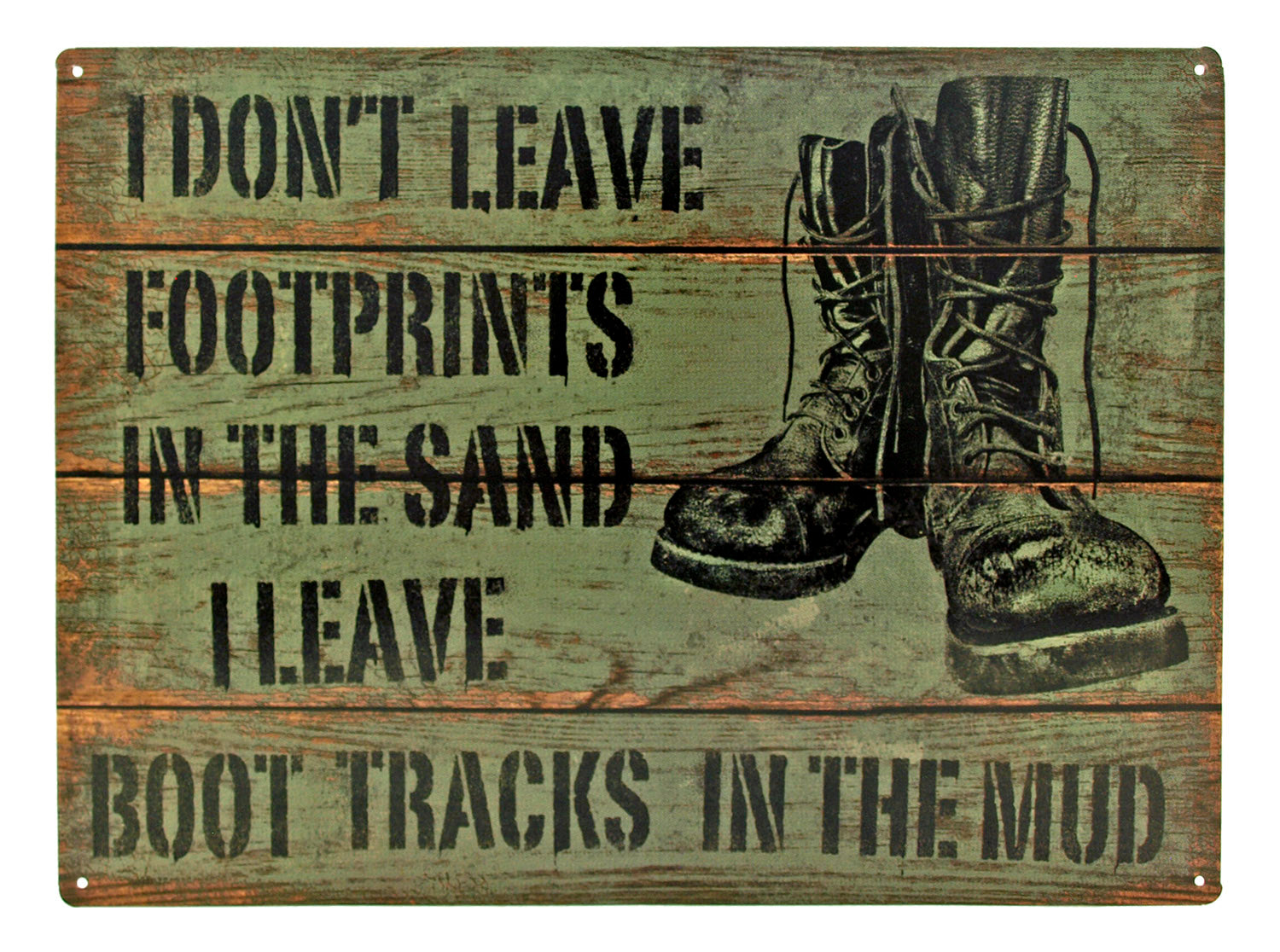 Boot Tracks in The Mud Military Metal Tin Sign