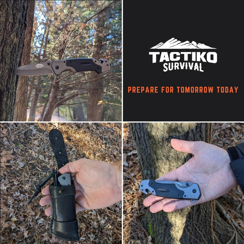 Tactiko Survival Knife with Fire Starter and Belt Case