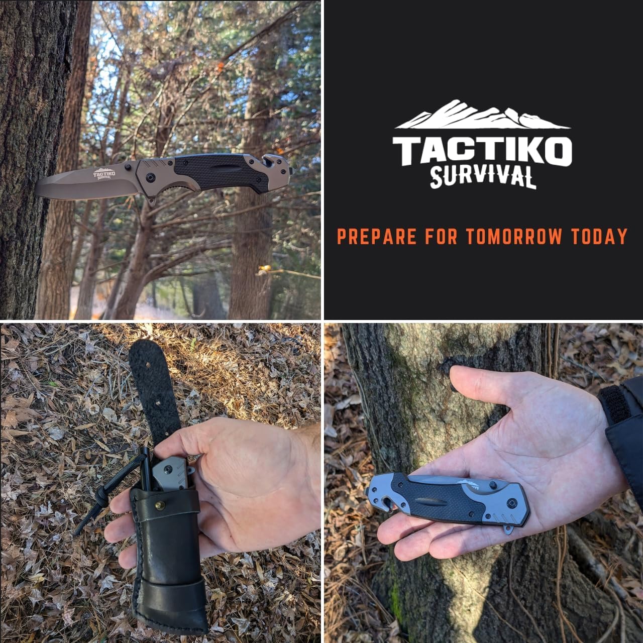 Tactiko Survival Knife with Fire Starter and Belt Case