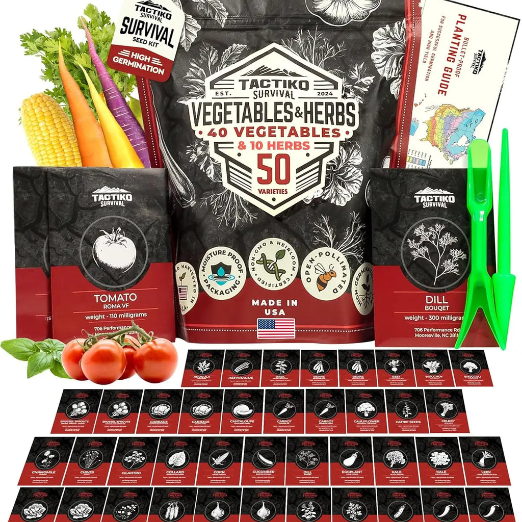 Tactiko Survival Garden Seed Kit - 50 Variety