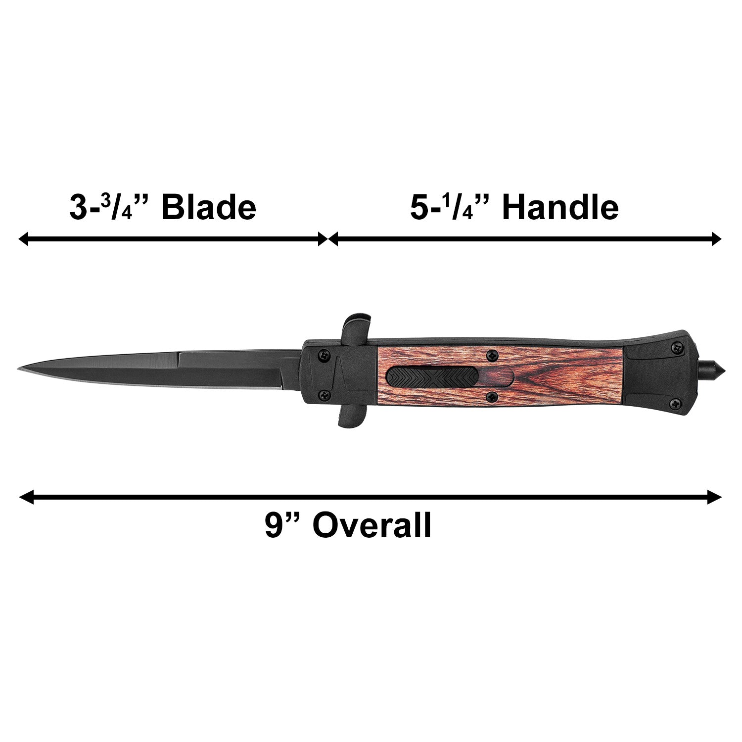 5.25" Stiletto Spear Point Blade OTF Out the Front Pocket Knife - Wood