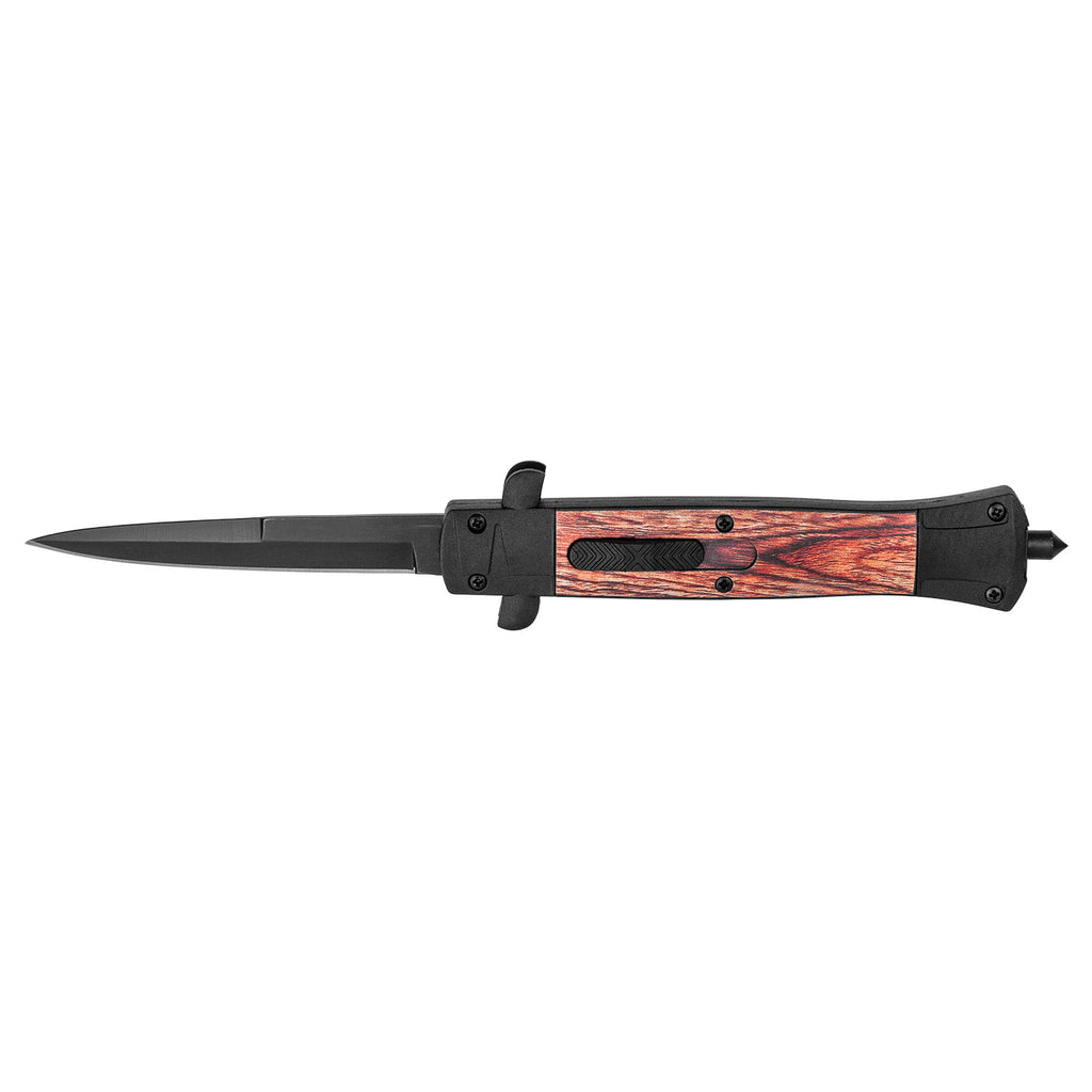 5.25" Stiletto Spear Point Blade OTF Out the Front Pocket Knife - Wood