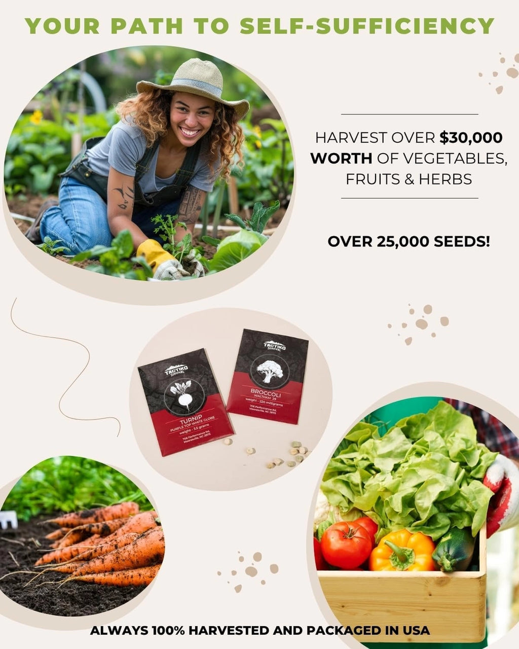 Tactiko Survival Garden Seed Kit - 50 Variety