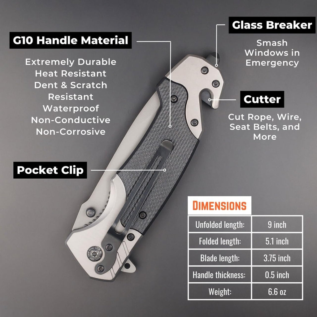 Tactiko Survival Knife with Fire Starter and Belt Case