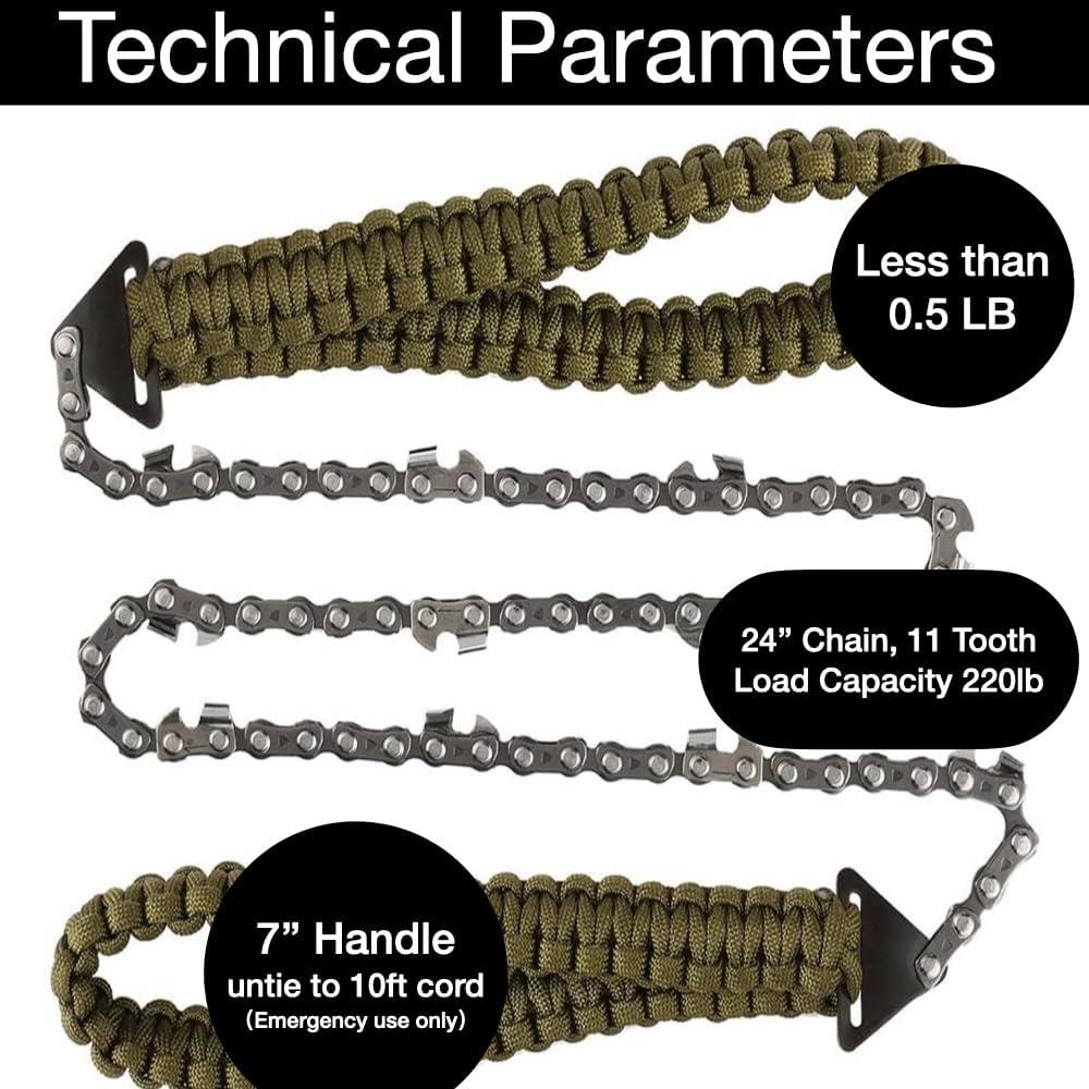 Pocket Survival Hand Chainsaw with Paracord Handle