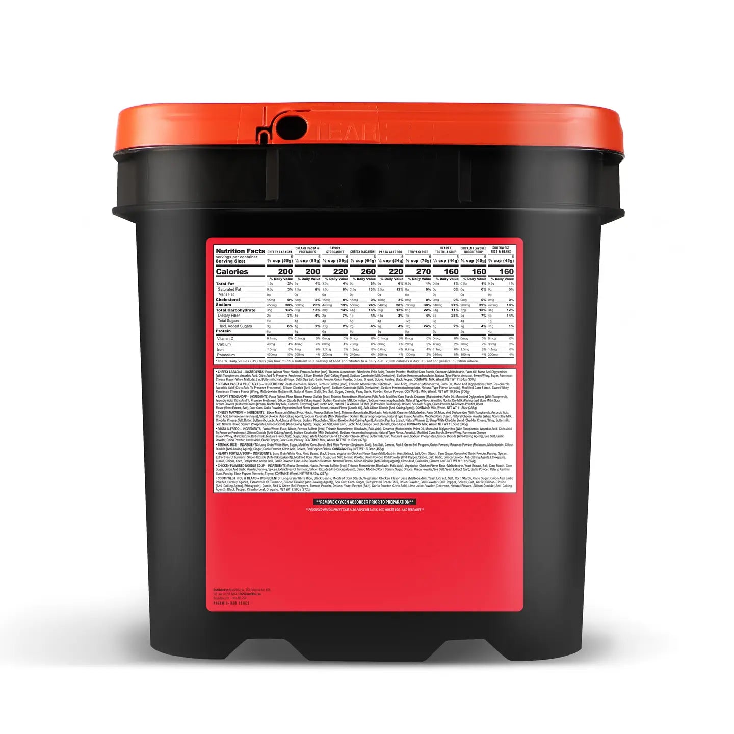 ReadyWise 60 Serving Entrée Only Grab and Go Food Kit