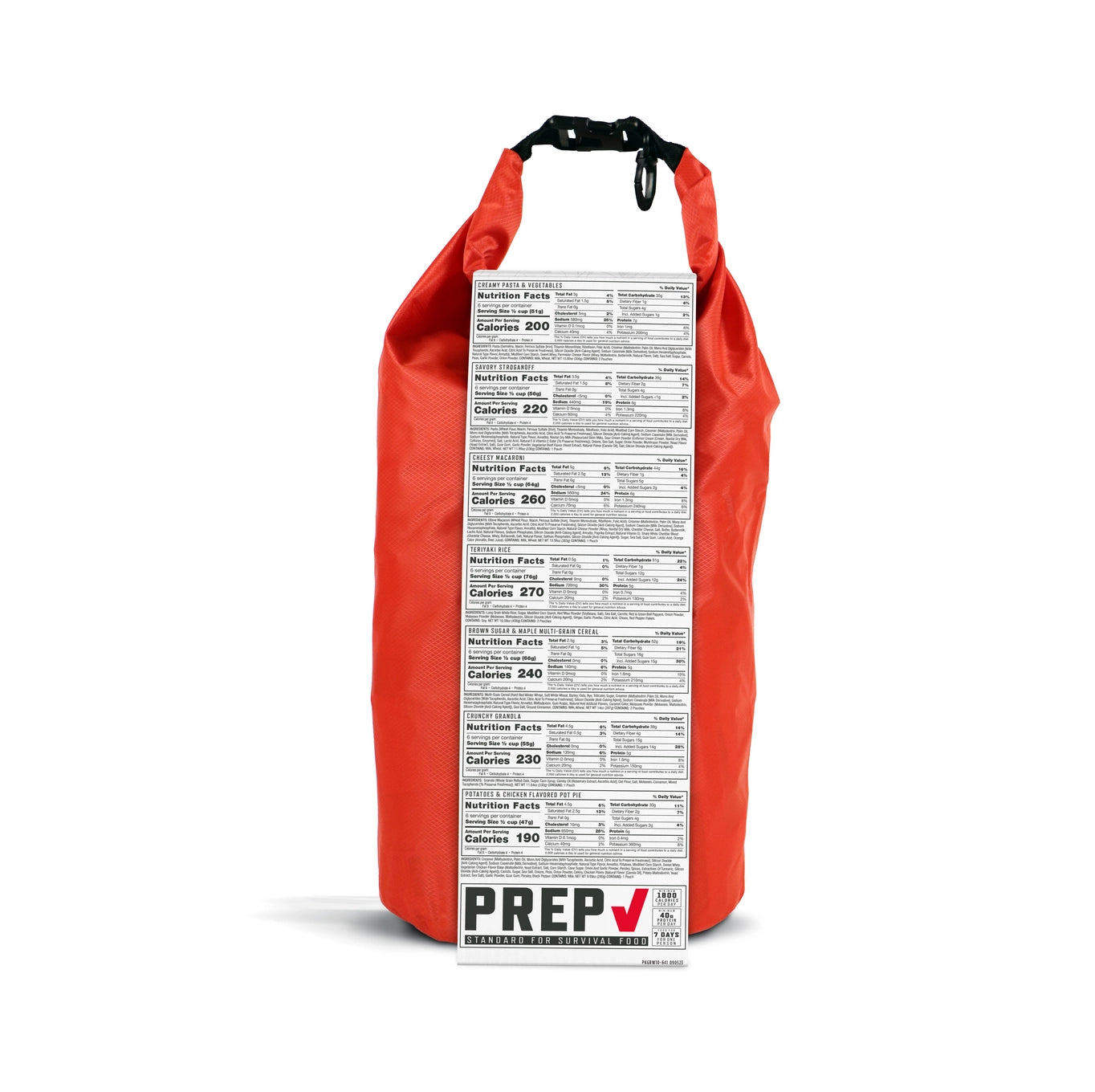 7 Day Emergency Dry Bag 60 Servings Breakfast and Entrée
