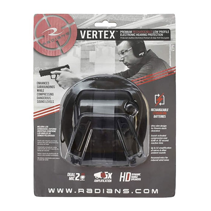 Radians Vertex Low-Profile Electronic Earmuff - Black